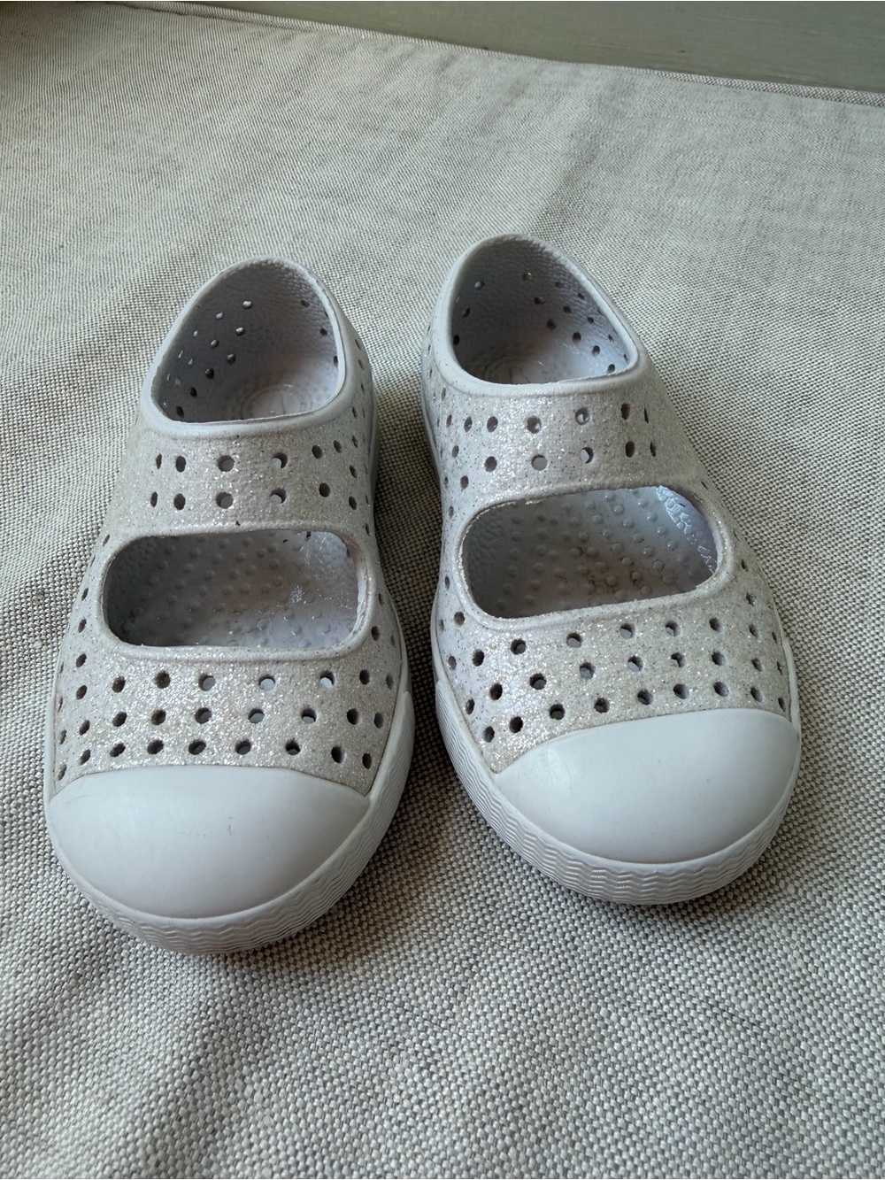 Native Slip-On Mary Jane Shoes in Cream glitter